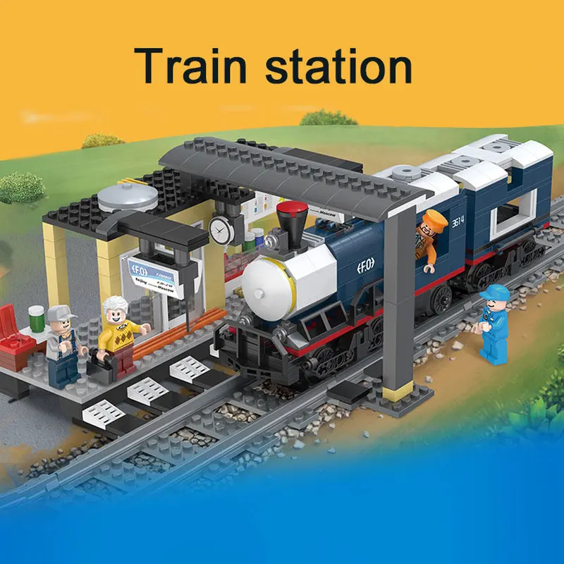 Najtaniej Dworzec kolejowy klocki dla dzieci klocki kompatybilne z LegoINGlys tor kolejowy