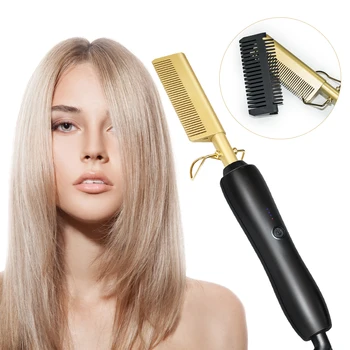 

Electric Curling Comb Copper Comb Household Hair Straightener Wet and Dry Curling Straight Electric Hair Straightening