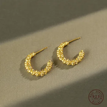 

925 Sterling Silver Bohemian Geometric Irregular Circle Stud Earrings For Women Summer Beach Party Jewelry Girlfriend Gift