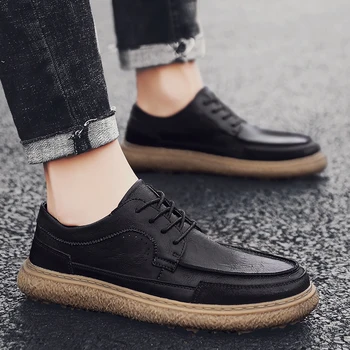 

2019 Men Casual Shoes Brand Designer Men Leather Shoes Fashion Classic Business Men Shoes Soft Comfortable Lace Up Male Zapatos