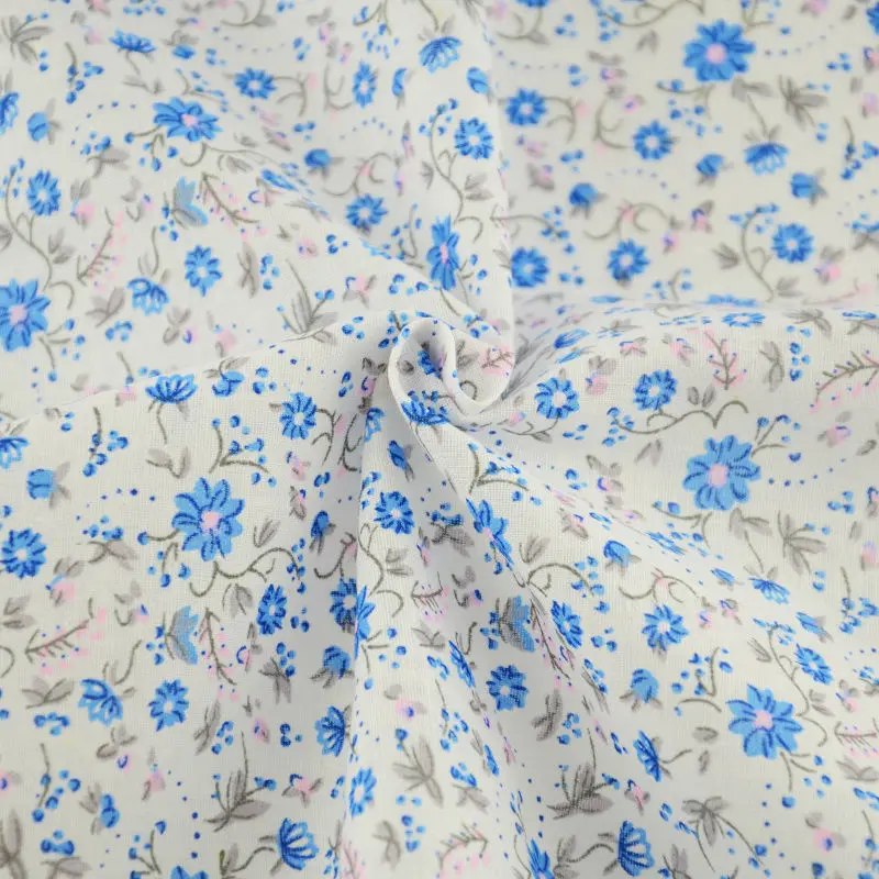 7pcs Mix Light Blue Print Lovely Flowers Abd Dots 100% Cotton Fabric Square Bundle Perfect Match Table Cloth DIY Dolls Handmade|100% cotton