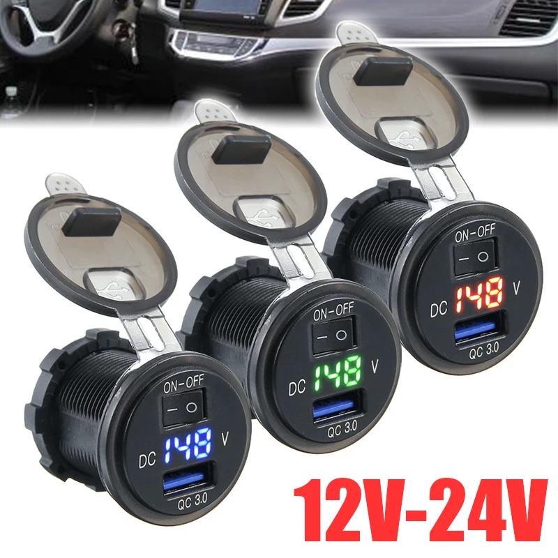 Универсальный 12V 24V QC 3 0 USB мотоцикла Лодка Автомобильный Зарядное устройство