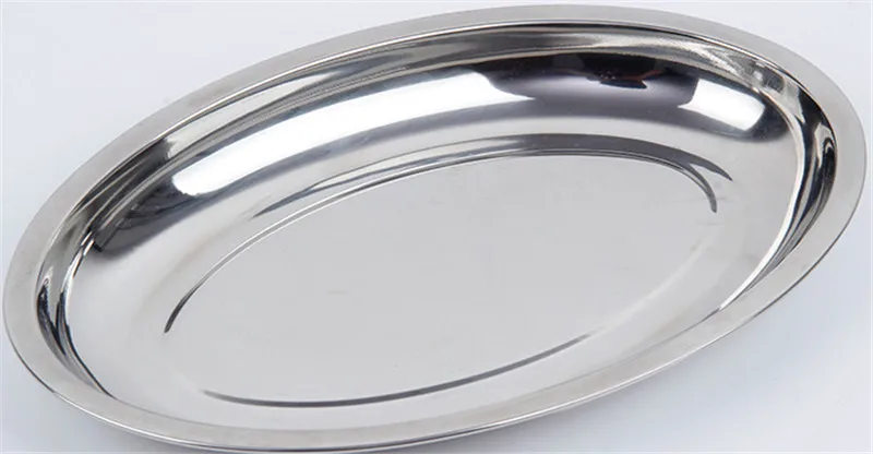 STAINLESS STEEL OVAL//ROUND TRAYS DISH MEAT PLATTER ROASTED MEAT SALAD