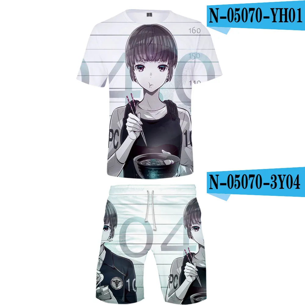 Psycho-Pass комплект из двух предметов футболка и шорты Harajuku Мужская футболка Psycho-Pass уличная Harajuku короткий рукав плюс размер - Цвет: C