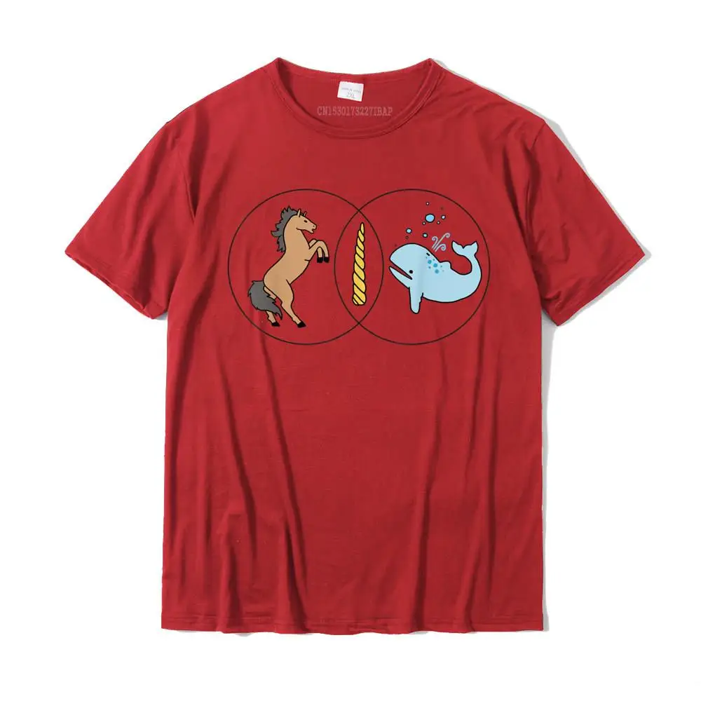 Male Hot Sale cosie Tops & Tees Crewneck Mother Day 100% Cotton T Shirts Printed Short Sleeve Fitness Tight T Shirt Venn Diagram Unicorn Narwhal Same Difference Graphic T-Shirt__30735 red