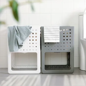 

Japanese-style Folding Dirty Clothes Laundry Basket Household Vertical Plastic Toy Organizer Storage Basket Bin Bathroom Bedroom