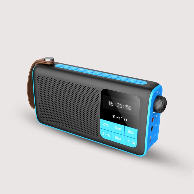 Blue Shidu S188 Мини Bluetooth динамик USB TF карта AUX FM радио Музыкальный плеер громче динамик Портативный fm-приемник - Цвет: Blue