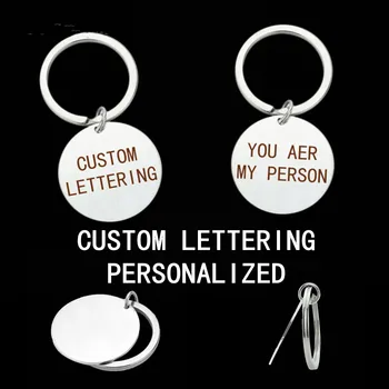 

Personalized Metal Keychain Engraved Lettering Keychain Custom Car Key Chain Holder Birthday Wedding Gifts