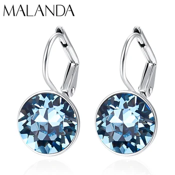 

Crystals From Swarovski Small Bella Stud Earrings For Women New Fashion Sliver Color Round Earrings Wedding Jewelry Girl Gift