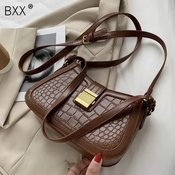 

[BXX] Crocodile Pattern PU Leather Bags For Women 2020 Handbags And Purses Female Winter Travel Crossbody Shoulder Bag HP016