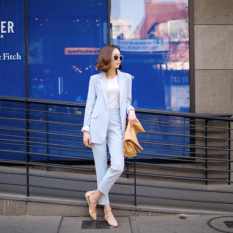 

Women's suits spring and autumn new fashion casual one button suit nine pants 2 sets of women's suit professional dress suit