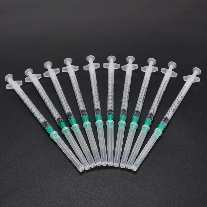 

High-quality 100-piece / set of 1ml syringes and 18Ga 1.5-inch blunt needle and protective cap kits for mixing multiple liquids,