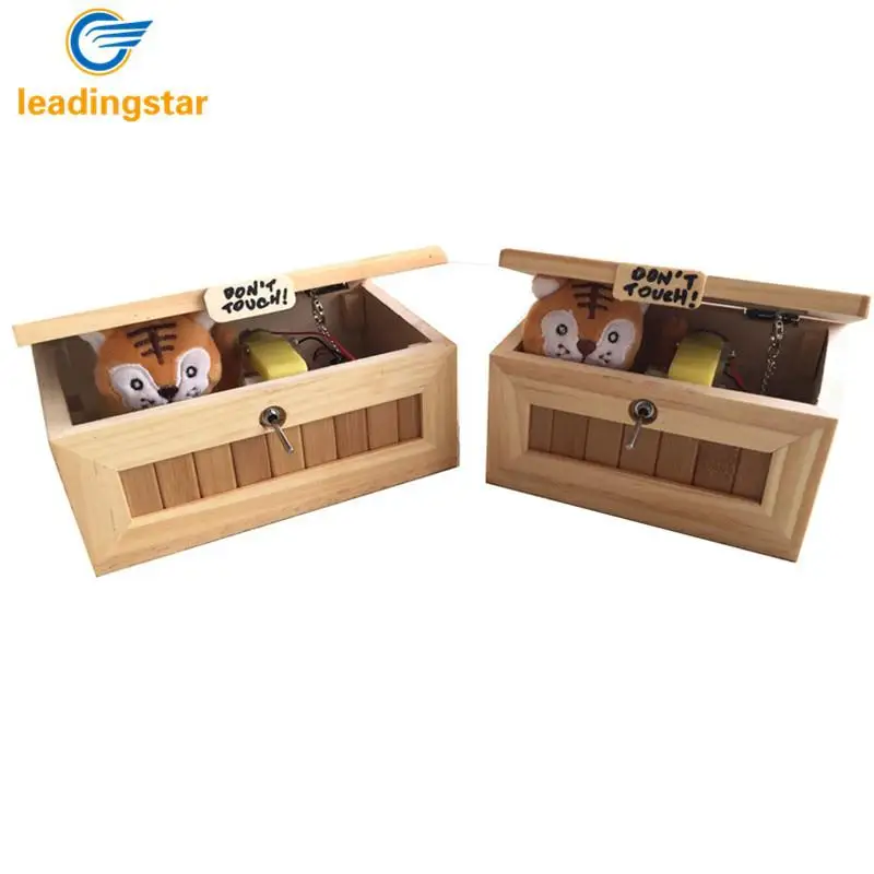 

None Wooden Useless Box Leave Me Alone Box Most Useless Machine Don't Touch Tiger Toy Gift with Light USB Charging