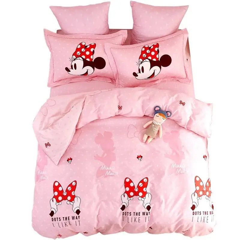 Beautiful Bowknot Pink Minnie Mouse Disney Bedding Set For Girl Bedroom Decor Twin Size Quilt Duvet Cover Queen Comforter Cotton Bedding Sets Aliexpress