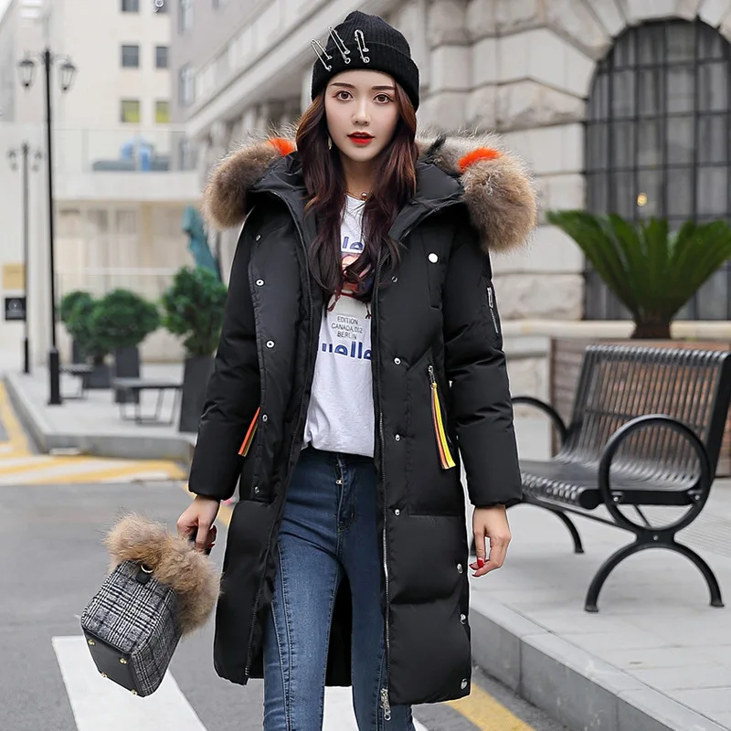 

2018 Winter New Style Korean-style Mid-length Large Size Slimming Large Fur Collar down Jacket Cotton-padded Clothes WOMEN'S Coa