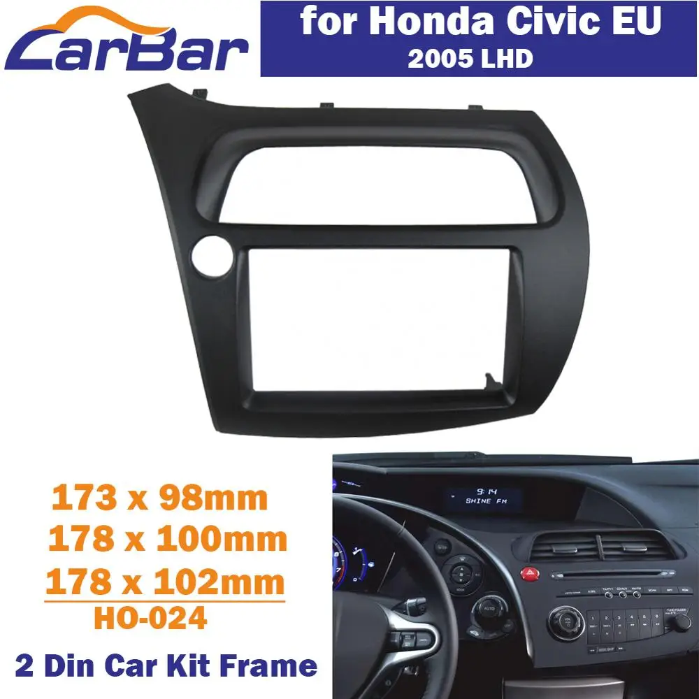 CarBar Double Din Car Radio Fascia for Honda Civic 2005 EU LHD Stereo