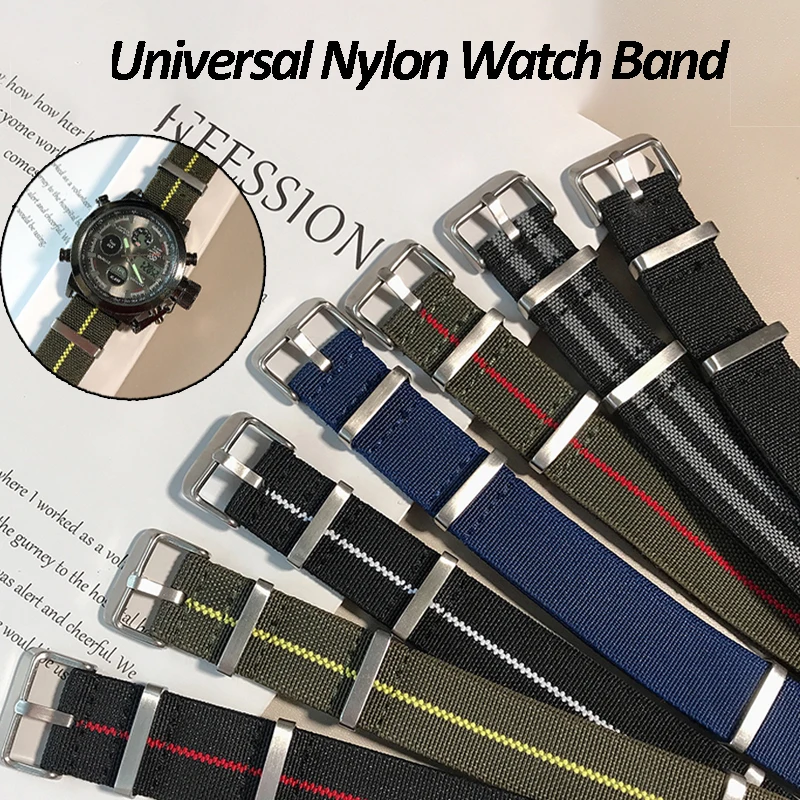 Nylon Nato Strap for Seiko Casio Watch Samsung Galaxy Watch Strap 20mm 22mm Strap for Samsung Active 2 Watch Strap Universal