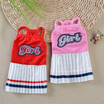 

Princess Dog Clothes Small Milk Dogs Dress Soft Puppy Pleated Skirts Spring Summer Letter Print Pink Cute Girl Ropa Para Perro