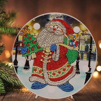 

Diamond Painting Santa Claus LED Light 5D Full Drill By Number Kits Christmas Gifts or Embroidery Craft for Home Decoration