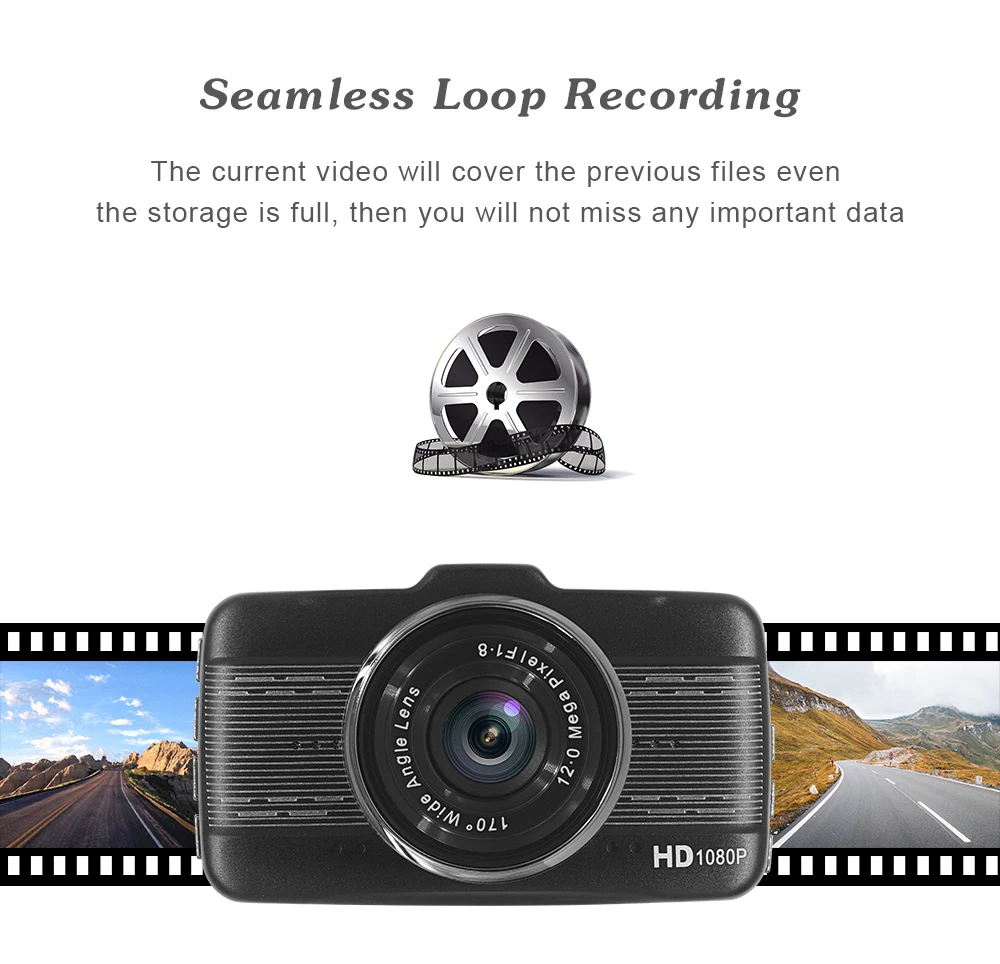 Car DVR Camera 3.0 Inch Dash Cam Full HD 1080P 170 Wide Angle Auto Registrator Night Vision Video Driving Recorder