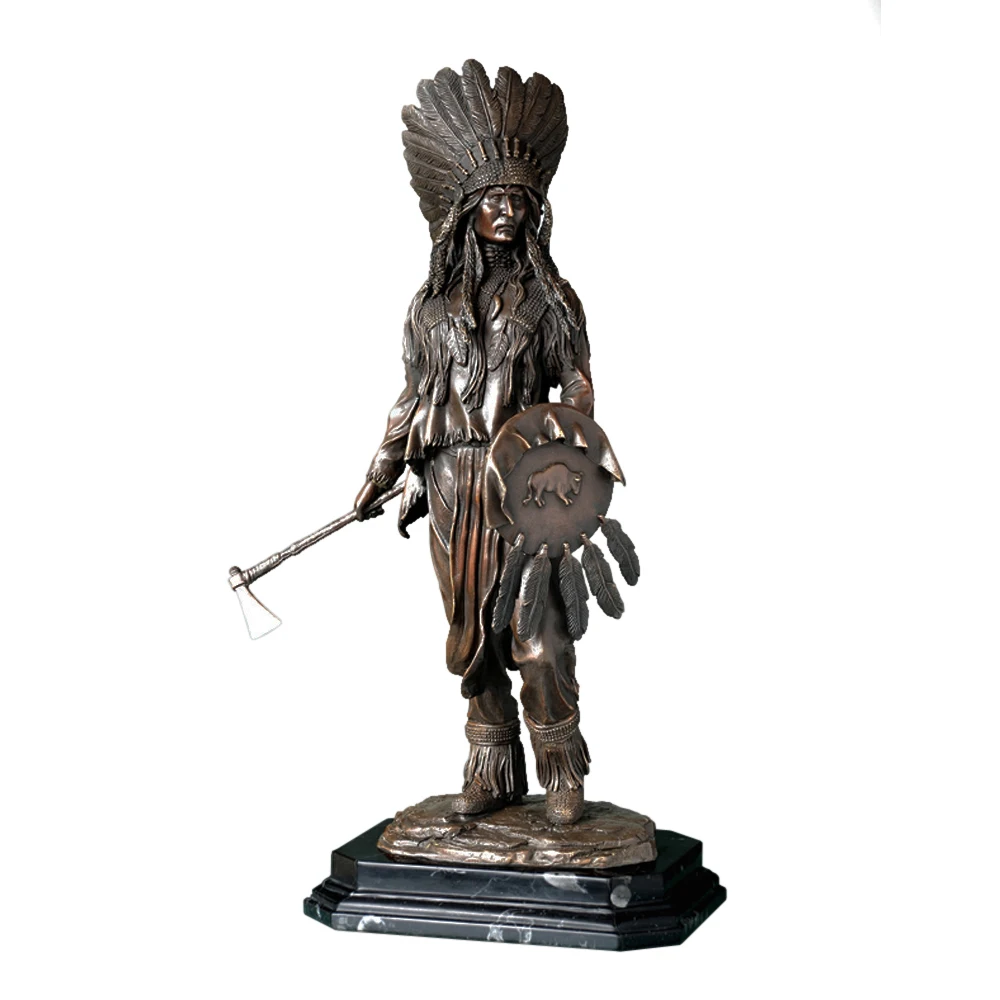 55CM Bronze American Indian Warrior Statue Sculpture Hot Casting Brass Vintage Male Art Home Decor Gift Large | Дом и сад