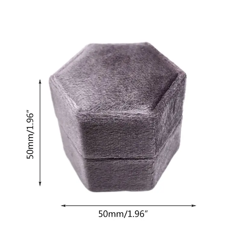 Шестигранная бархатная коробка для колец, двойное кольцо, держатель для дисплея, съемное кольцо крышки, коробка для свадебной церемонии(винно-красный