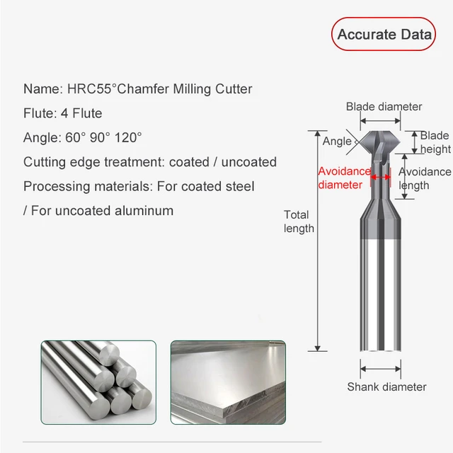 Fraise à chanfreiner/ébavurer H1E58318 carbure Angle 90° - Revêtu