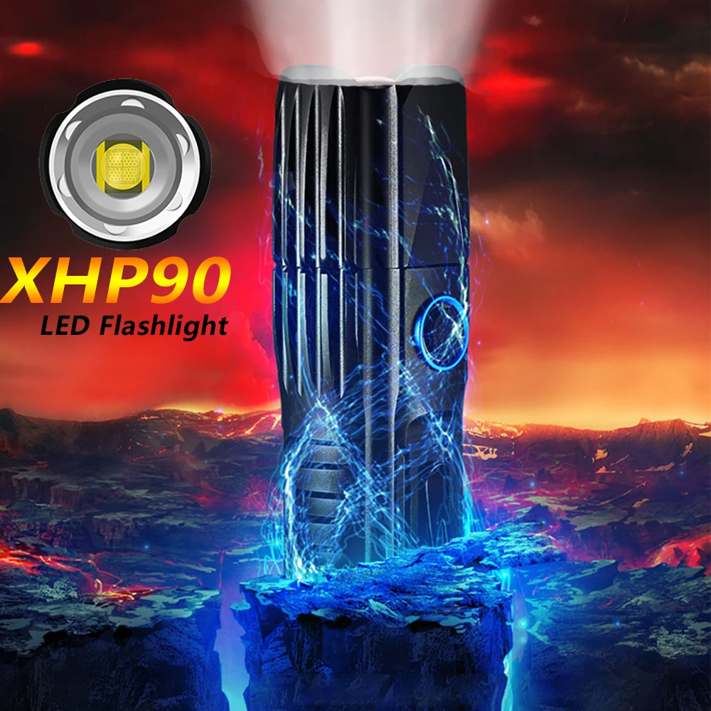 Супер яркий фонарик Xlamp XHP90.2 тактический фонарь XHP70.2 XHP50 с USB зумом для охоты 26650