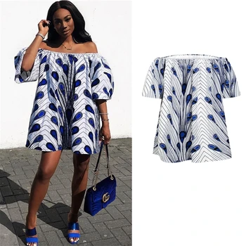 

African Clothes Dresses Women Dashiki Floral Print 2020 Fashion Summer Off Shoulder Short Skirt Set Bazin Ankera Sexy Outfits