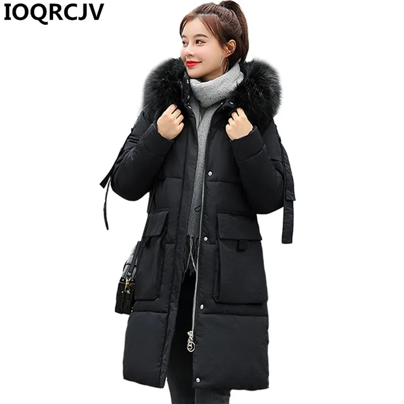 #*Cheap Winter Thicken Cotton Jacket Women Basic Coat Fur Collar Hooded Outwear Female Long Down Cotton Parkas Jackets 2019 New R1048