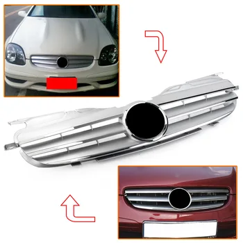 

Car Front Grille 3 Fin Upper Grill For Mercedes Benz R170 SLK-Class W170 1998 1999 2000 2001 2002 2003 2004 Silver