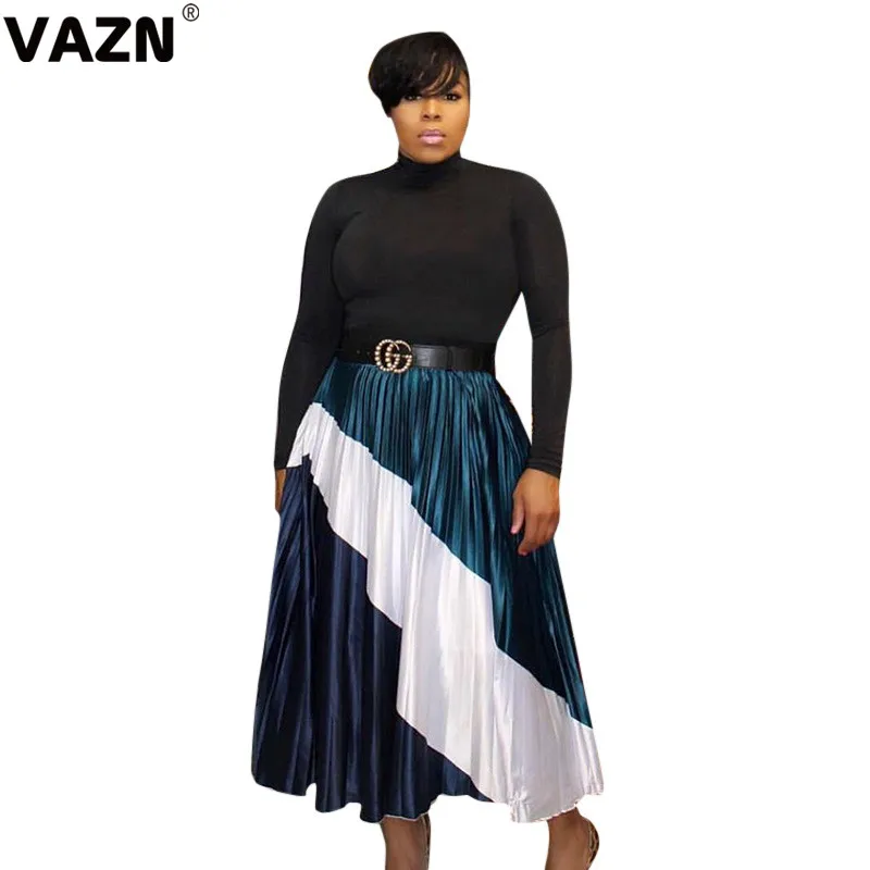VAZN GSMD 15805, новая мода, распродажа, синие, элегантные,, плиссированные, с принтом, юбки для ночного клуба, длинные, сексуальные, женские юбки