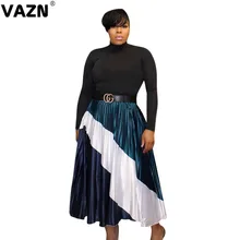 VAZN GSMD 15805, новая мода, распродажа, синие, элегантные,, плиссированные, с принтом, юбки для ночного клуба, длинные, сексуальные, женские юбки