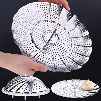 

Retractable Stainless Steel Steamer Food Fruit Vegetable Basket Steamers Kitchen Accessories Cooking Tool