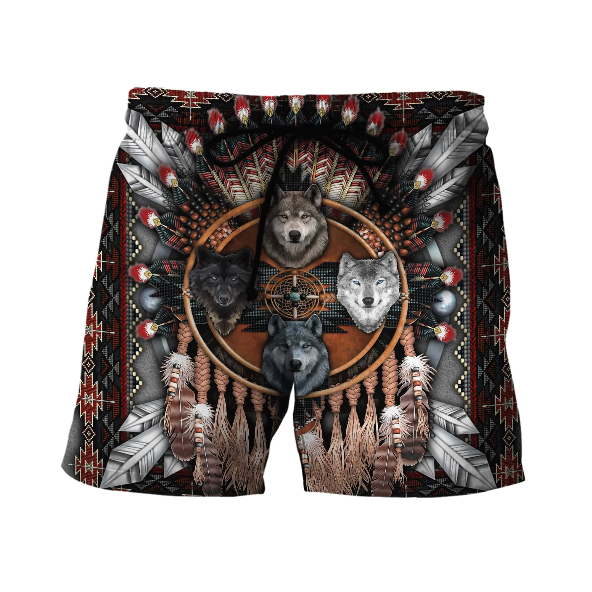 Wolf Native Indian 3D Printed Mens Shorts Unisex Streetwear Shorts Summer Beach Harajuku Casual Shorts DKD-05 Drop shipping
