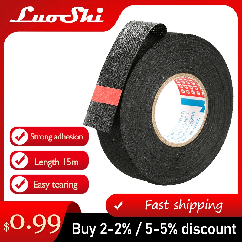 15M Heat-resistant Retardant Adhesive Tape Cloth Fabric For Automotive Cable Harness Wiring Loom Electrical Heat | Обустройство дома