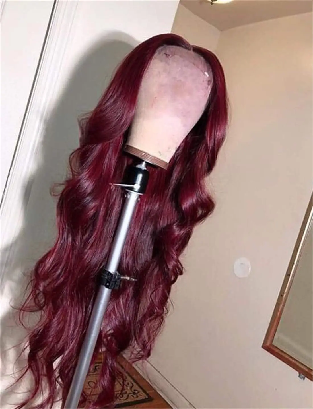 Wine Red Natural Wave Lace Front Wigs Burgundy Long 99J Hair Lace Wig