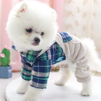 

Green Plaid Dog Clothes Winter Pet Dog Jacket Coat Puppy Chihuahua Sweatshirt Apparel For Small Medium Animal Pugs Drop Shipping