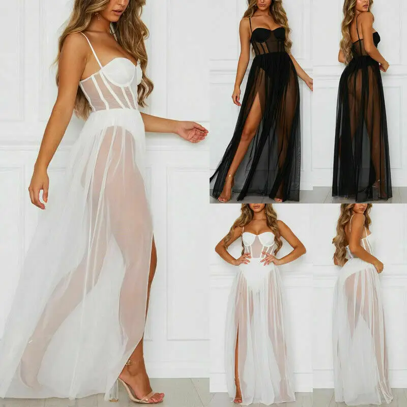 Sexy Women Lace Mesh Beach Cover Up Hot Summer See-through Long Maxi Beach Dress Female Swimwear Beachwear Bathing Suit beach cover swimsuit cover beach dress