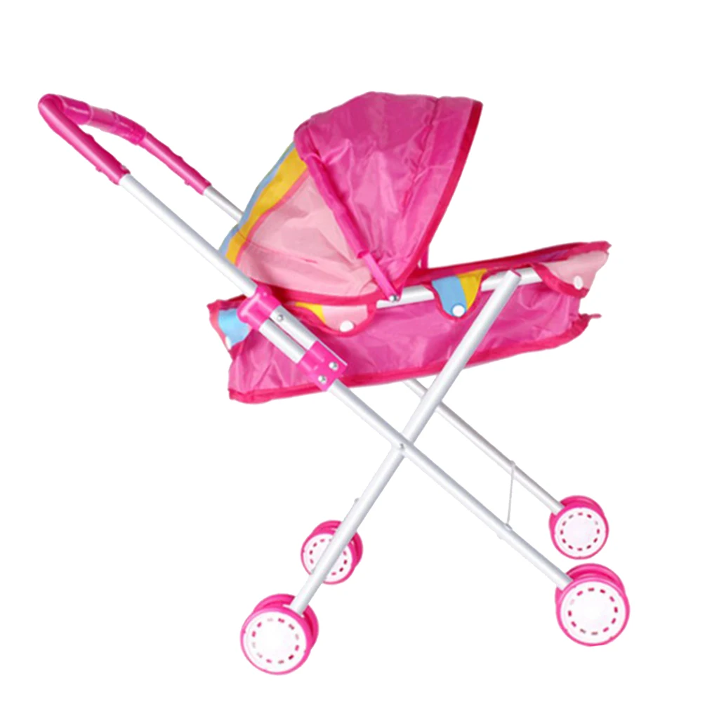 Doll Stroller Foldable Baby Doll Trolley With Swivel Wheel For Mellchan Baby 