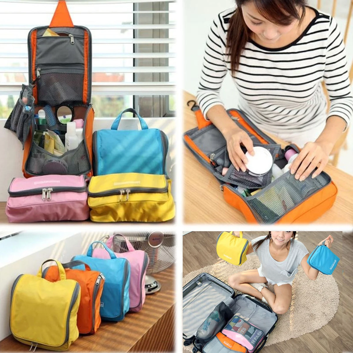 Women Waterproof Hanging Cosmetic Bag Multifunction Ladies Toiletry Bag Fashion Unisex Makeup Wash Pouch Travel Portable Pack