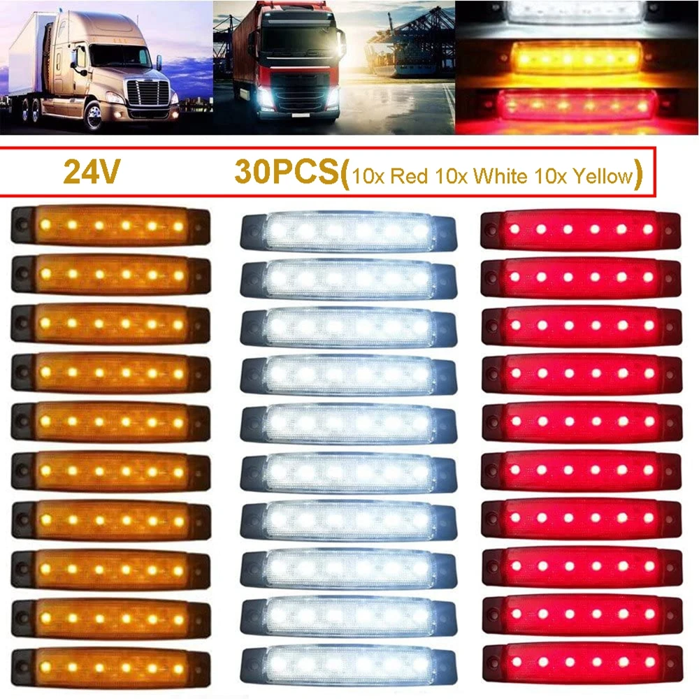 24V 10/30 Pcs светодиодный индикатор грузовика прицепа боковой маркер водонепроницаемый светильник с