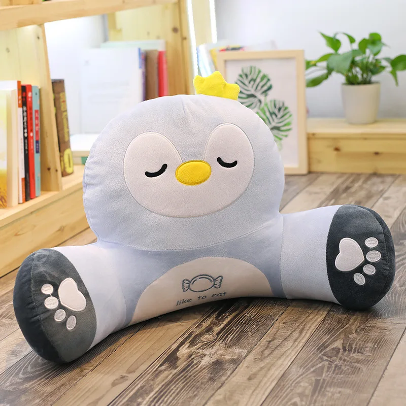 Cartoon Animals Penguin Bear Shiba Inu Piggy Pig Lumbar Pillow Creative Office Waist Cushion Doll Plush Toys For Car Seat Chair