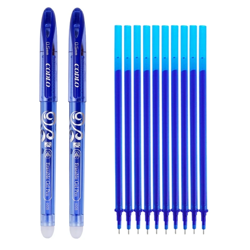

2+10Pc/Set Gel Pen Erasable Refill Magic Erasable Pen Refill 0.5mm Blue/Red/Black Ink Office School Stationery Writing Tool Gift