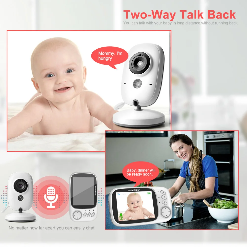 Babyphone vidéo sans fil VB603, écran couleur LCD 3.2 , Vision nocturne  5m, babyphone vidéo, Surveillance bébé, babyphone, berceuses, caméra de  sécurité - AliExpress
