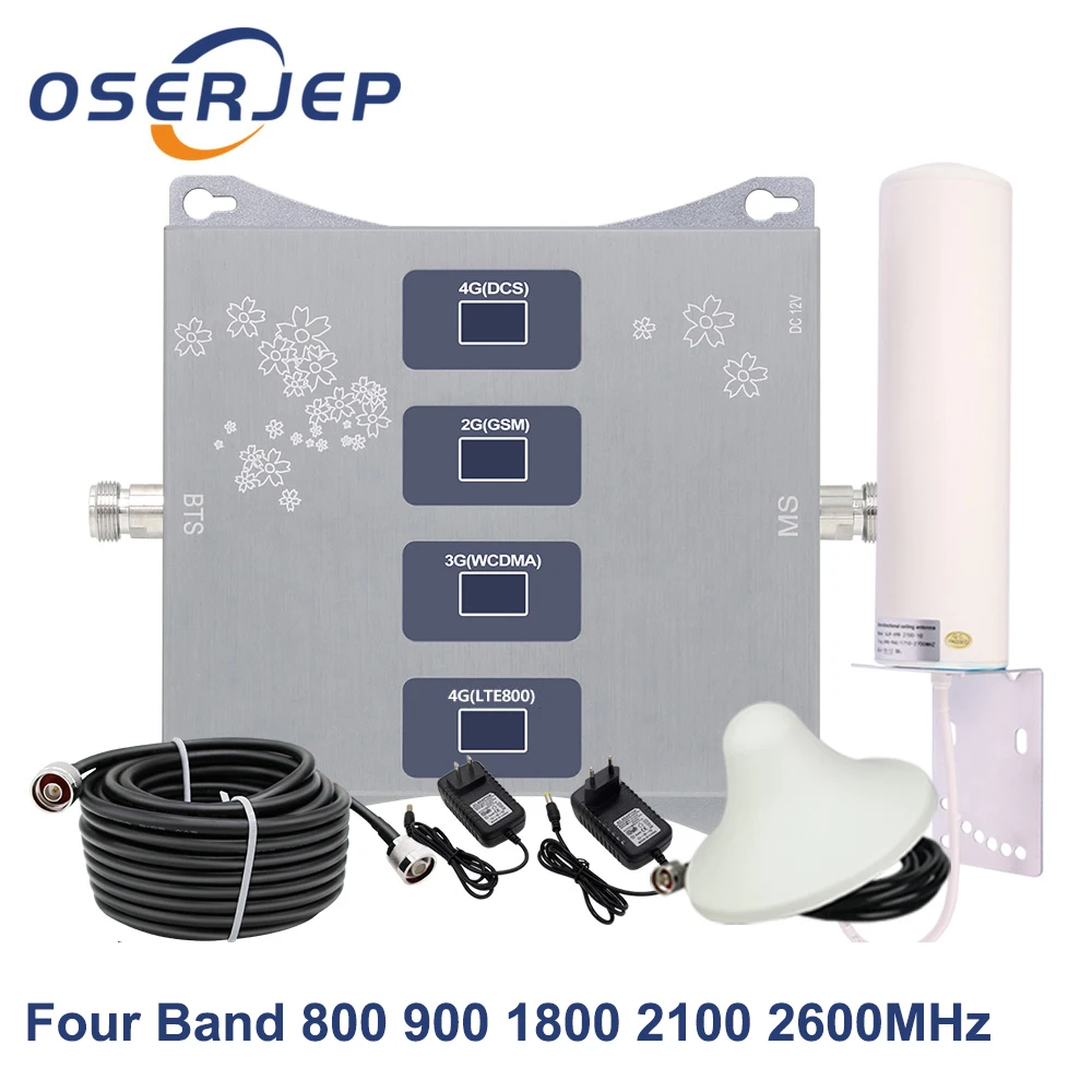 Усилитель сотовой связи Band 20 800 900 1800 2100 2600 МГц четырехдиапазонный GSM DCS WCDMA LTE 2G 3G 4G