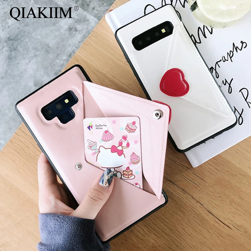 

Love Heart Lip Cat Claw Leather Wallet Stand Cover For Samsung S9 S10 Plus Note 9 iPhone XS Max XR X 8 7 6 6S Card Holder Cases