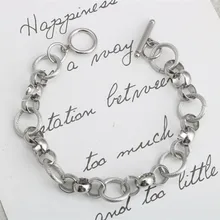 Модный браслет ручной работы из нержавеющей стали с круглой пряжкой для мужчин и женщин из титановой стали горячая распродажа