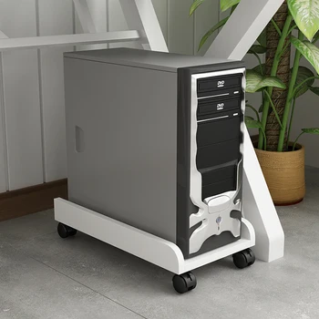 

Computer Main Processor Case Tray With Wheels Movable Support For PC Host Office House Use Colorful Universal Wood Stand