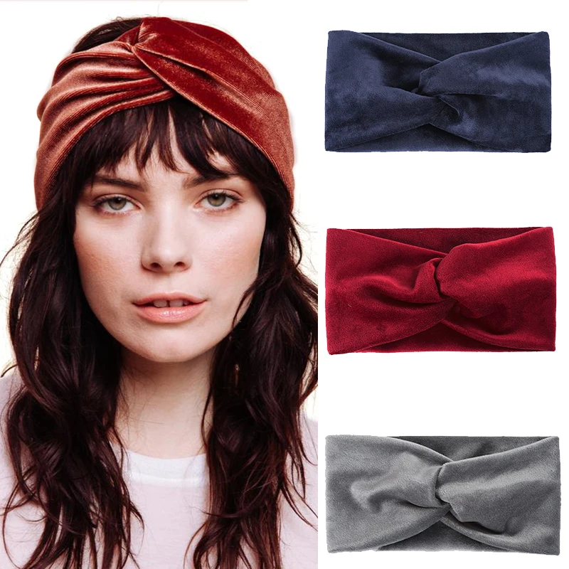 

Haimeikang Fashion Female Hair Accessories knotting Bow Hair Band Shiny Solid Color Velvet Headband Pressure Hair Headdress